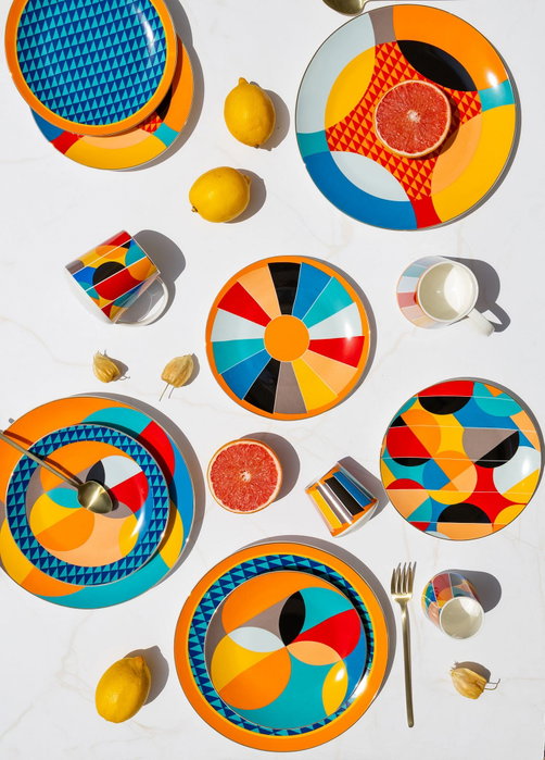 Hermia Juego de Platos de Servicio DNR0078 de 6 piezas en Multicolor
